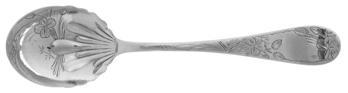 Clover (Sterling, 1887) Bright Cut Bowl Sugar Spoon by Towle Silver-1