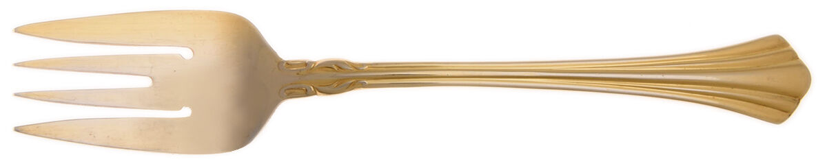 Classic Plume Gold (Electroplate, 1988) Small Solid Cold Meat Serving Fork by Towle Silver-1