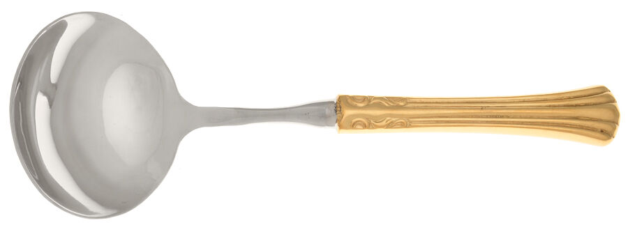 Classic Plume Gold (Electroplate, 1988) Gravy Ladle with No Spout Stainless Bowl HC by Towle Silver-1