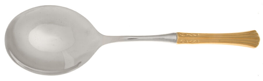 Classic Plume Gold (Electroplate, 1988) Casserole Spoon with Smooth Stainless Bowl HC by Towle Silver-1