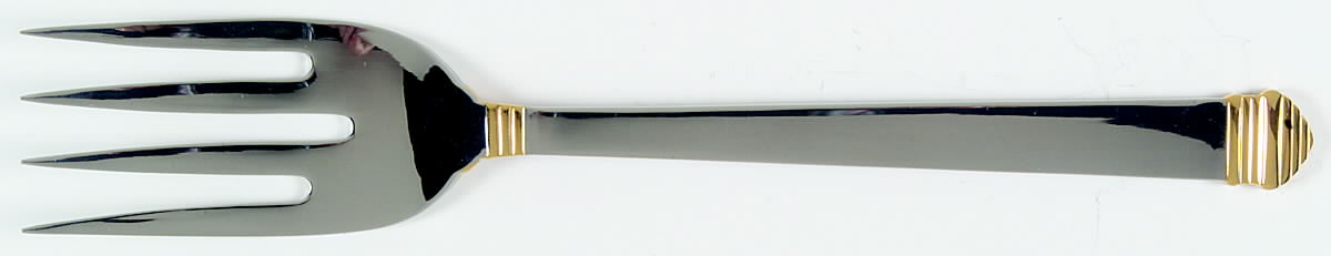 Colonnade-Gold Accent (Stainless) Large Solid Cold Meat Serving Fork by Towle Silver-1