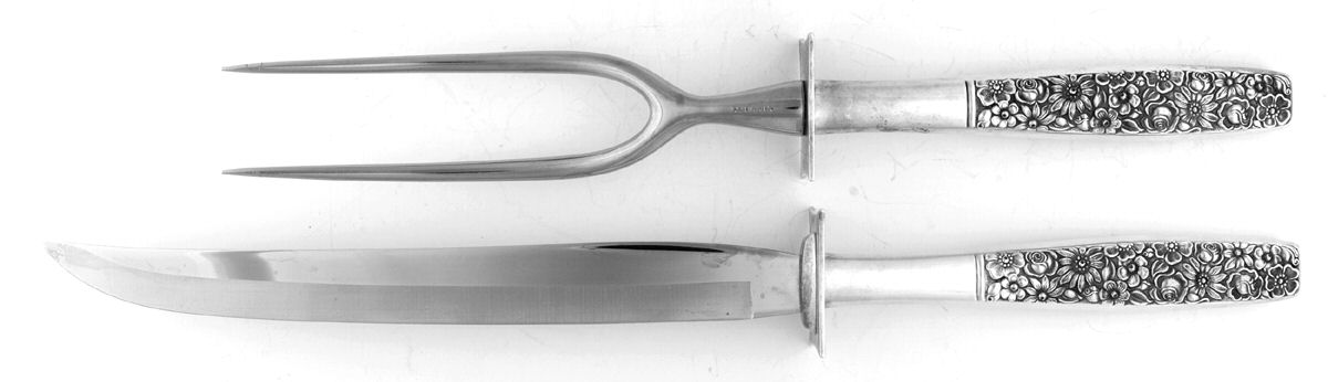 Contessina (Sterling, 1965) Large 2-Piece Roast Carving Set w/ Stainless Blade by Towle Silver-1