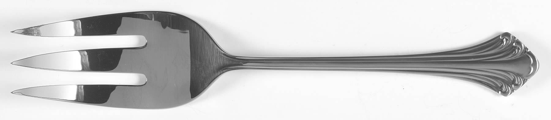 Colonial Plume (Stainless) Large Solid Cold Meat Serving Fork by Towle Silver-1