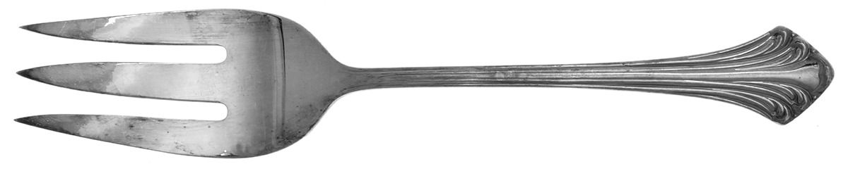Colonial Plume (Silverplate, 1980) Large Solid Cold Meat Serving Fork by Towle Silver-1