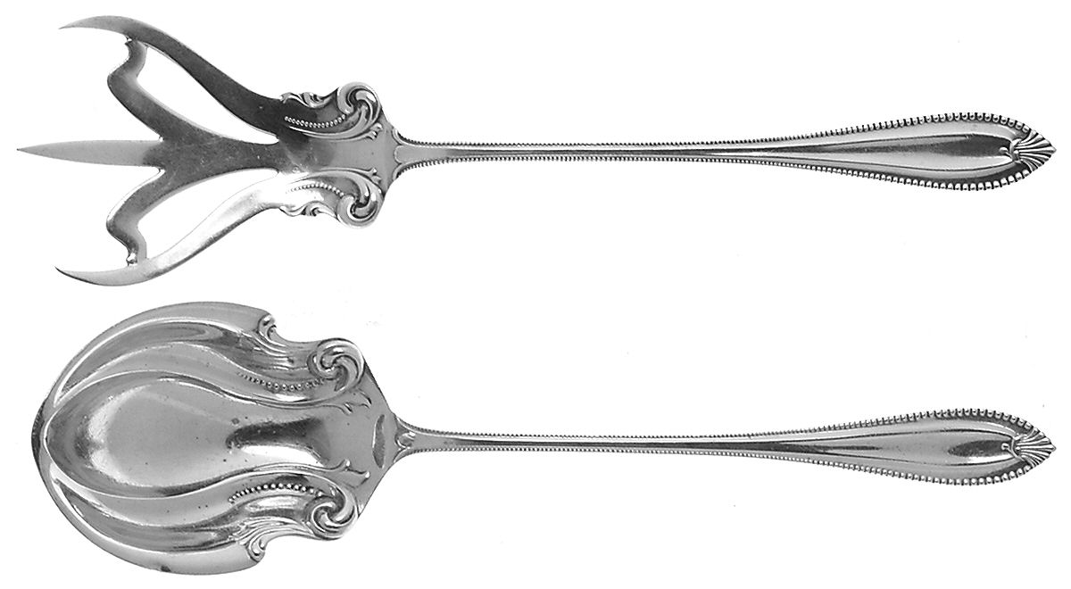 Cordova (Sterling, 1902, No Monograms) 2 Pc Large Lettuce Serving Set by Towle Silver-1