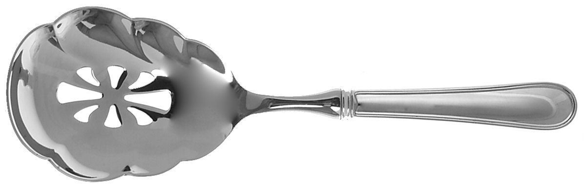 Colonial Thread (Sterling, 1950) Pierced Serving Spoon with Stainless Bowl by Towle Silver-1