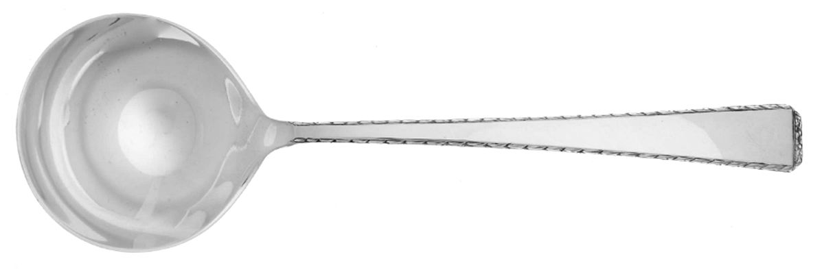 Craftsman-Carved (Sterling, 1933) Round Bowl Soup Spoon (Bouillon) by Towle Silver-1