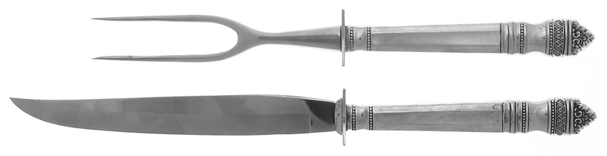 Danish Baroque (Sterling, 1970) 2 Piece Small Carving Set W/ Sterling Guard by Towle Silver-1