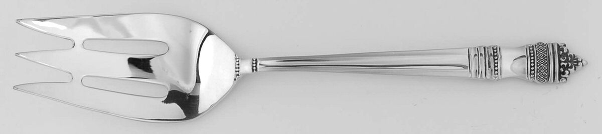 Danish Baroque (Sterling, 1970) Large Solid Cold Meat Serving Fork by Towle Silver-1