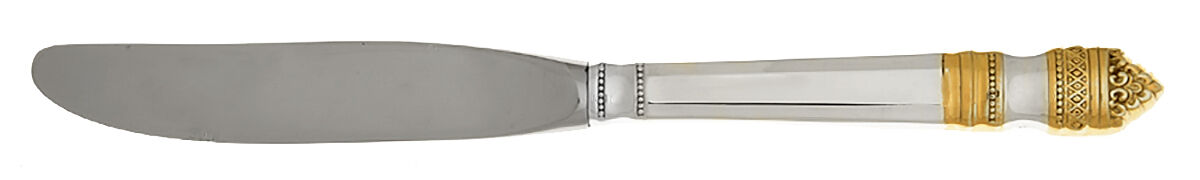Danish Baroque Gold (Sterling, 1974) Modern Hollow Butter Spreader (Stainless) by Towle Silver-1