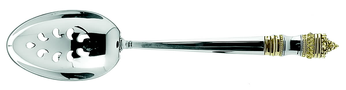 Danish Baroque Gold (Sterling, 1974) Pierced Tablespoon (Serving Spoon) by Towle Silver-1