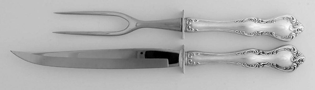 Debussy (Sterling, 1959) 2 Piece Small Carving Set W/ Sterling Guard by Towle Silver-1