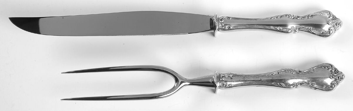 Debussy (Sterling, 1959) Large 2-Piece Roast Carving Set w/ Stainless Blade by Towle Silver-1