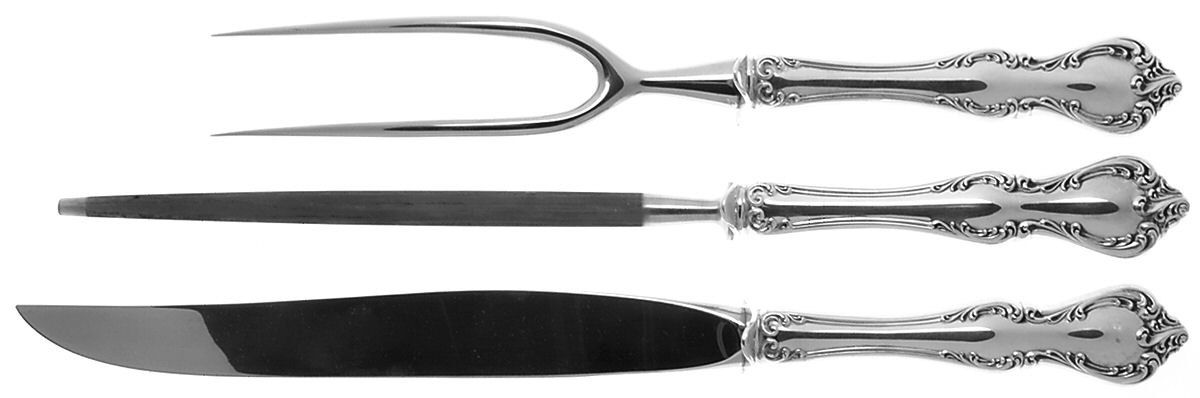 Debussy (Sterling, 1959) Large 3-Piece Roast Carving Set w/ Stainless Blade by Towle Silver-1