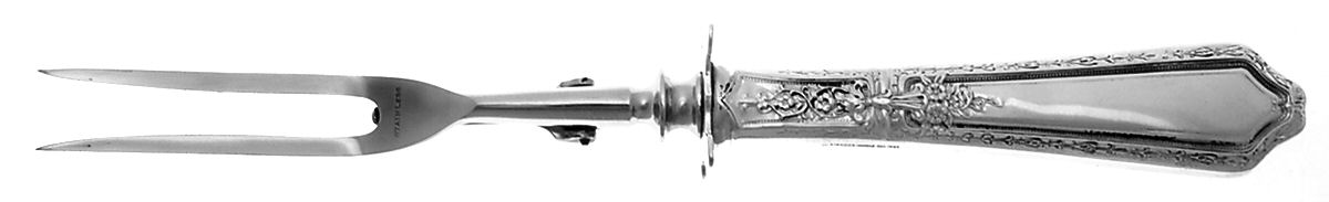 D'Orleans (Sterling, 1923) Large Stainless-Prong Roast Carving Fork by Towle Silver-1