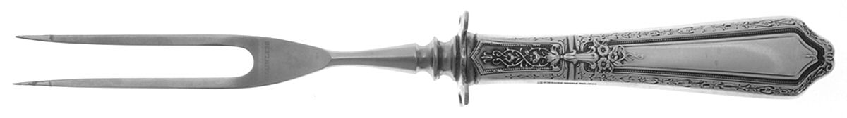 D'Orleans (Sterling, 1923) Small Steak Carving Fork with Stainless Prongs by Towle Silver-1