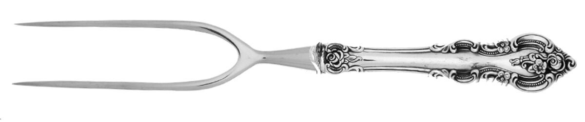 El Grandee (Sterling, 1964) Large Stainless Prong Carving Fork W/Sterling Guar by Towle Silver-1