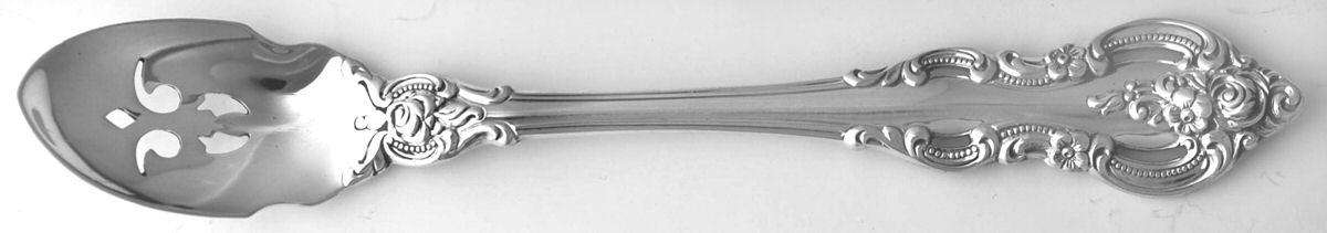 El Grandee (Sterling, 1964) Short Handled Olive Spoon with Pierced Bowl by Towle Silver-1