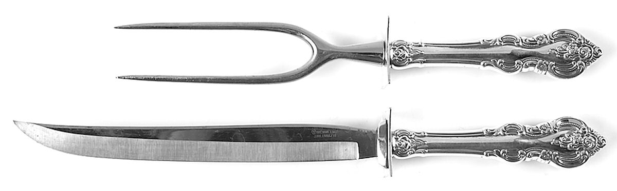 El Grandee (Sterling, 1964) Large 2-Piece Roast Carving Set w/ Stainless Blade by Towle Silver-1
