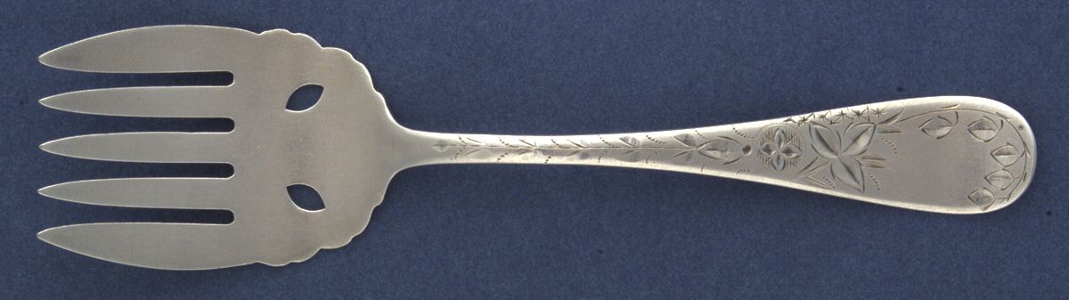 Engraved (Silverplate, 1905) Large Solid Tined Sardine Serving Fork by Towle Silver-1