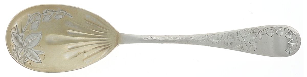 Engraved (Silverplate, 1905) Bright Cut Bowl Sugar Spoon by Towle Silver-1