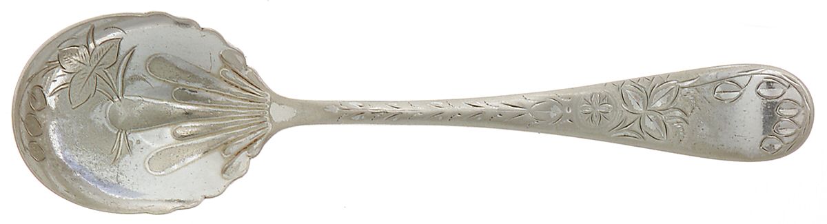 Engraved (Silverplate, 1905) Bright Cut Bowl Sugar Spoon by Towle Silver-1
