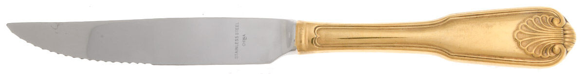 English Shell (Gold Electroplate, 1988) Steak Knife Individual Hollow, Serrate HC by Towle Silver-1