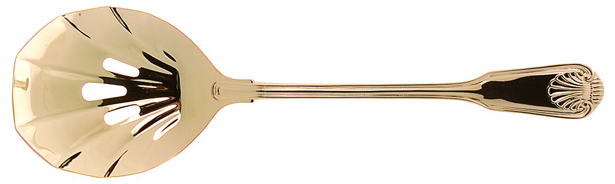 English Shell (Gold Electroplate, 1988) Pierced Tablespoon (Serving Spoon) by Towle Silver-1