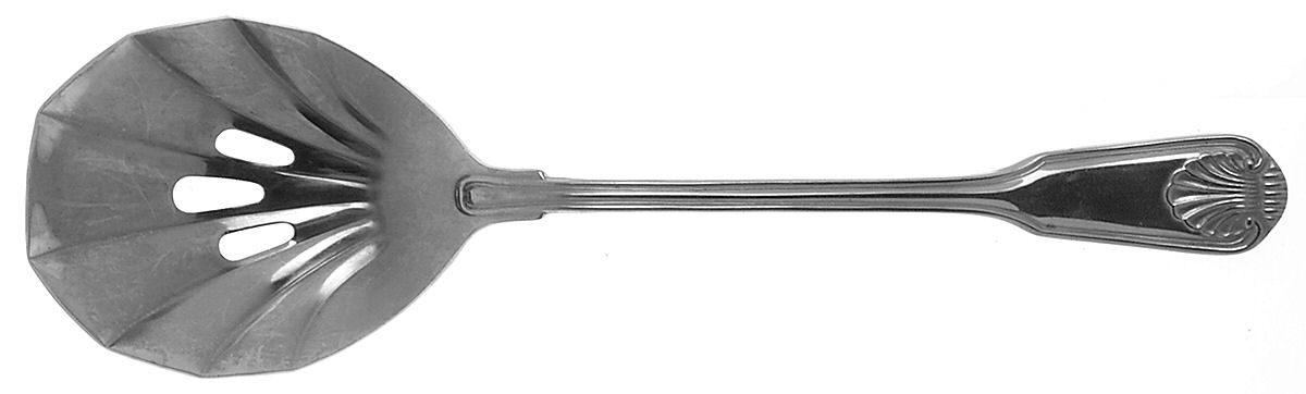 English Shell (Stainless) Solid Pierced Shell Casserole Spoon by Towle Silver-1