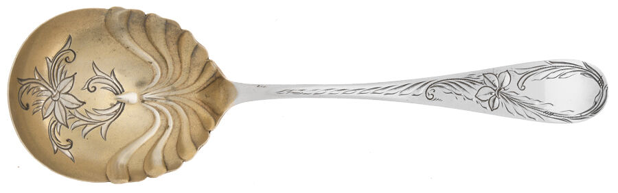 Florence (Sterling, 1889) Large Bright Cut Jelly Spoon by Towle Silver-1