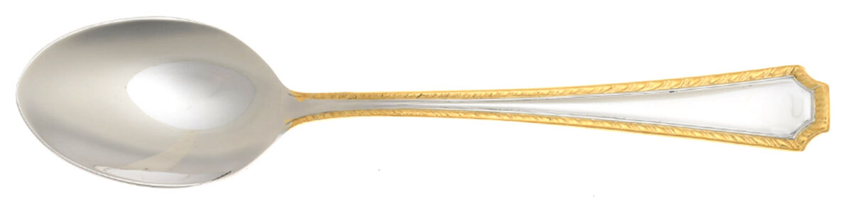 French Gadroon-Gold Accent (Stainless) Place/Oval Soup Spoon by Towle Silver-1