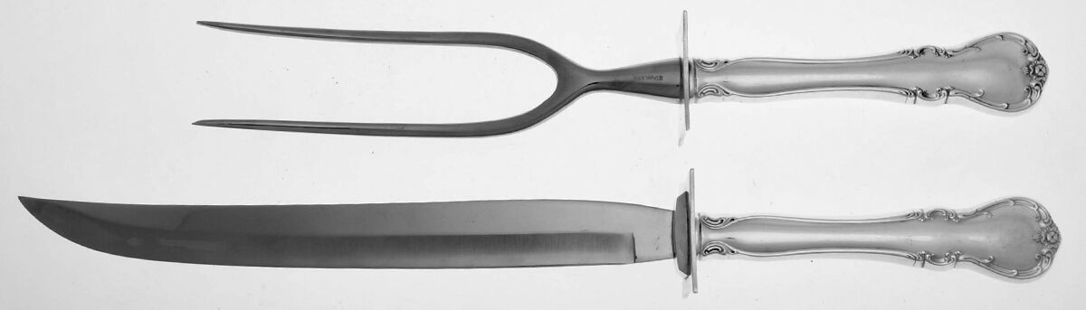French Provincial (Sterling, 1948) Carving Set-2pc/Lg-Stnbl/Roast W/Sterling Guard by Towle Silver-1