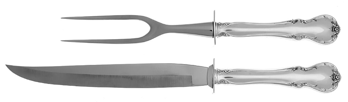 French Provincial (Sterling, 1948) (2 Pc) Small Carving Set w/Sterling Guard by Towle Silver-1