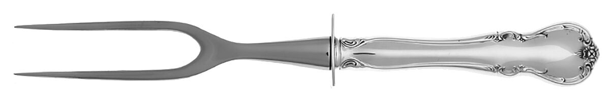 French Provincial (Sterling, 1948) Small Carving Fork Stainless Prong w/Sterling Guar by Towle Silver-1