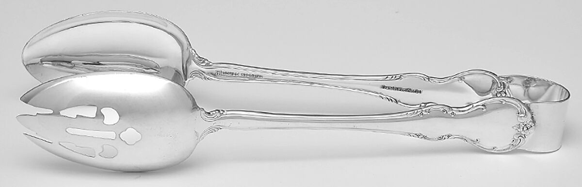 French Provincial (Sterling, 1948) Salad Tongs Solid HC by Towle Silver-1