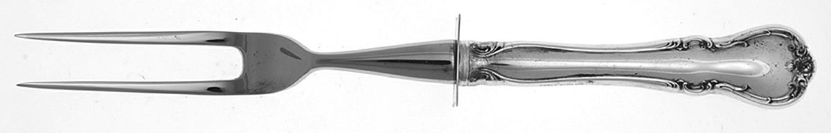 French Provincial (Sterling, 1948) Small Steak Carving Fork with Stainless Prongs by Towle Silver-1
