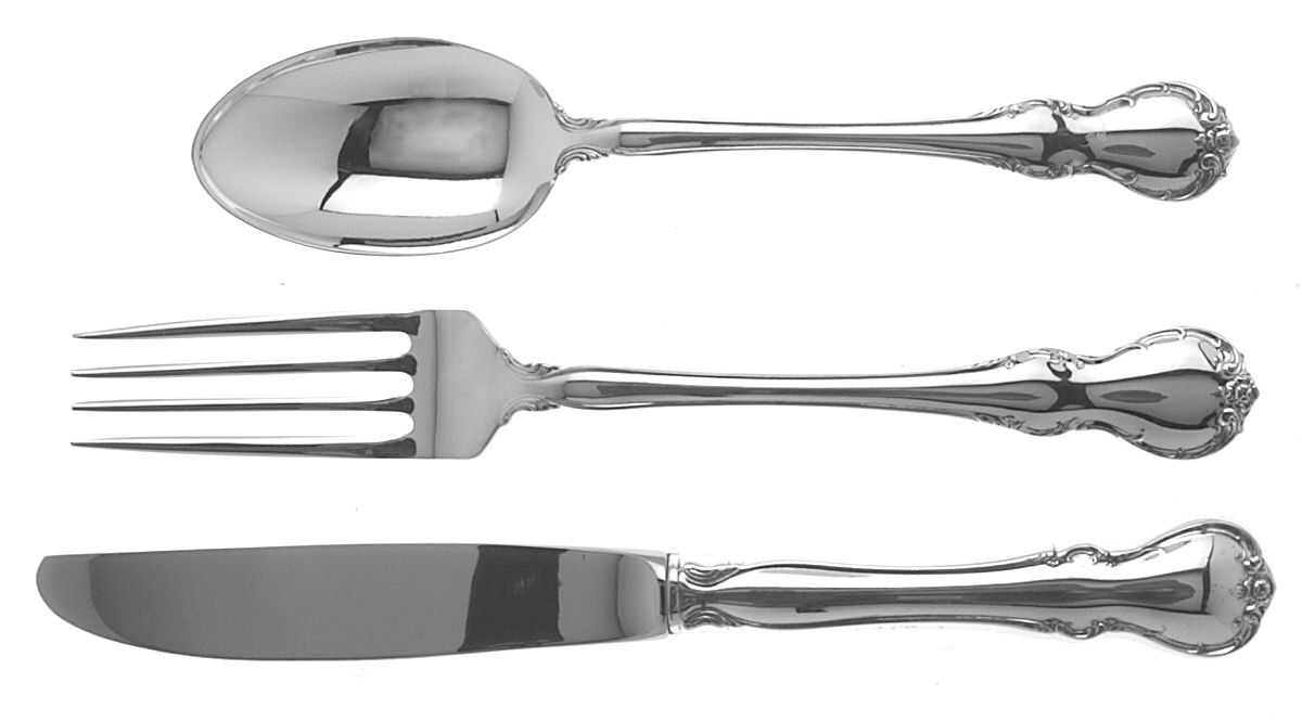 French Provincial (Sterling, 1948) 3-Piece Youth Set (Knife, Fork & 5 O'Clock Spoon) by Towle Silver-1