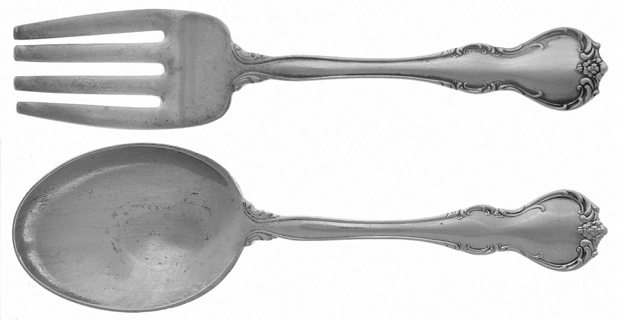 French Provincial (Sterling, 1948) 2 Pc Baby Set (BF, BS) by Towle Silver-1