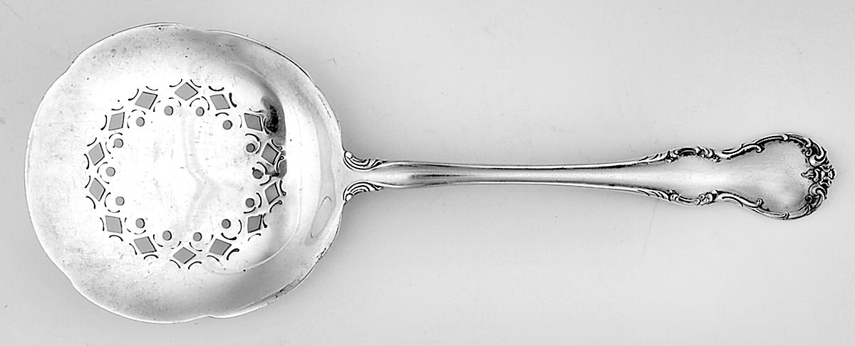 French Provincial (Sterling, 1948) Solid Bon Bon Spoon with Pierced Bowl by Towle Silver-1