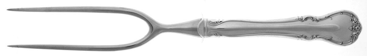 French Provincial (Sterling, 1948) Lg Carving/Roast Fork-Stn Prong w/Sterling Guard by Towle Silver-1