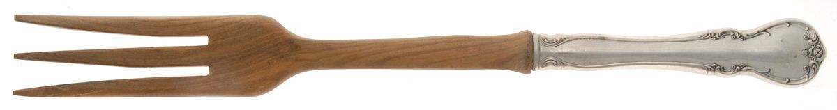 French Provincial (Sterling, 1948) Salad Serving Fork with Wooden Prongs by Towle Silver-1