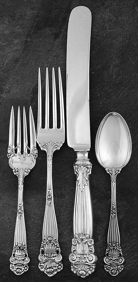 Georgian (Sterling, 1898, Old) 4 Piece Dinner Size Setting by Towle Silver-1