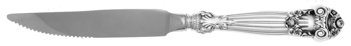 Georgian (Sterling, 1898, Old) Steak Knife Individual Hollow, Serrate HC by Towle Silver-1