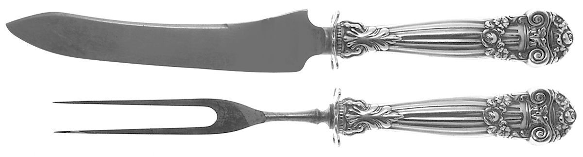 Georgian (Sterling, 1898, Old) Small Steak 2-Piece Carving Set w/Stainless Blade by Towle Silver-1