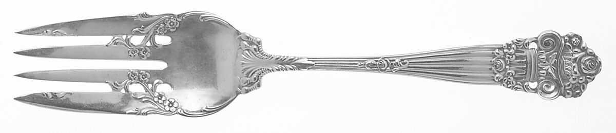 Georgian (Sterling, 1898, Old) Small Solid Cold Meat Serving Fork by Towle Silver-1