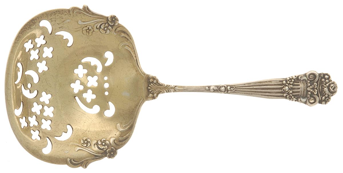 Georgian (Sterling, 1898, Old) Pierced Almond Spoon by Towle Silver-1