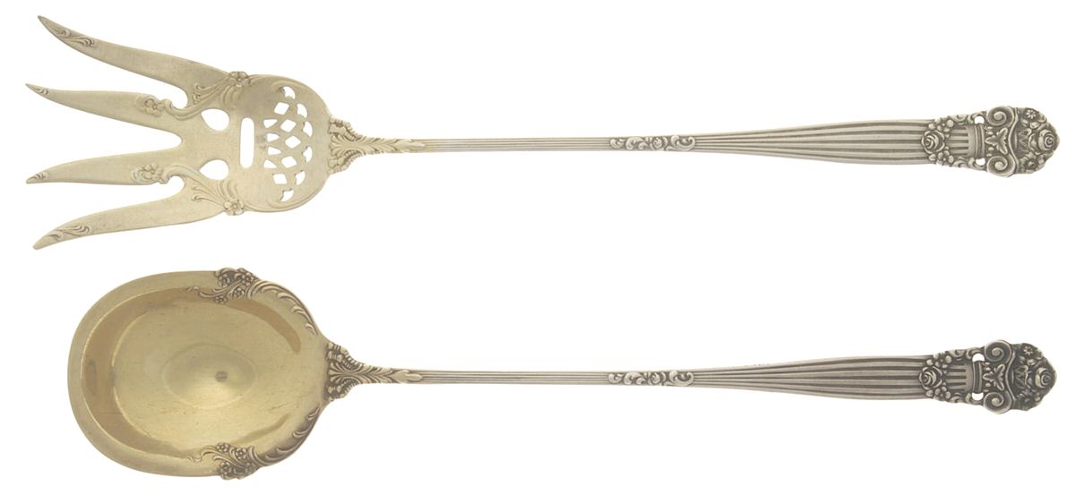 Georgian (Sterling, 1898, Old) 2 Pc Large Lettuce Serving Set by Towle Silver-1