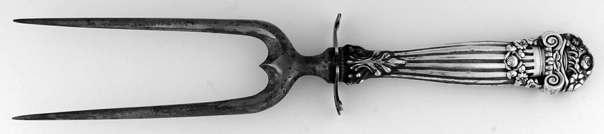 Georgian (Sterling, 1898, Old) Large Joint/Roast Holder Fork by Towle Silver-1