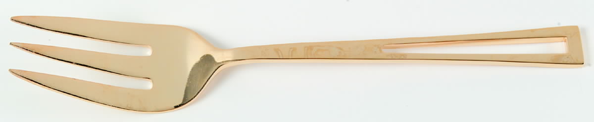 Gold Aperto (Gold Electroplate) Medium Solid Cold Meat Serving Fork by Towle Silver-1