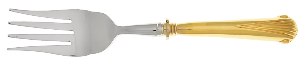 Gold Aristocrat (Gold Electroplate) Cold Meat Fork Large, Stainless Tines HC by Towle Silver-1
